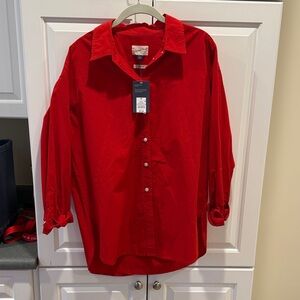 NWT Red Oversized Button-Down Shirt